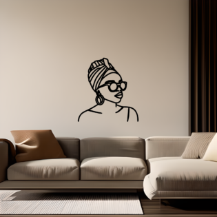 African Woman in Turban and Sunglasses Metal Cut Sign for Wall Decor 2
