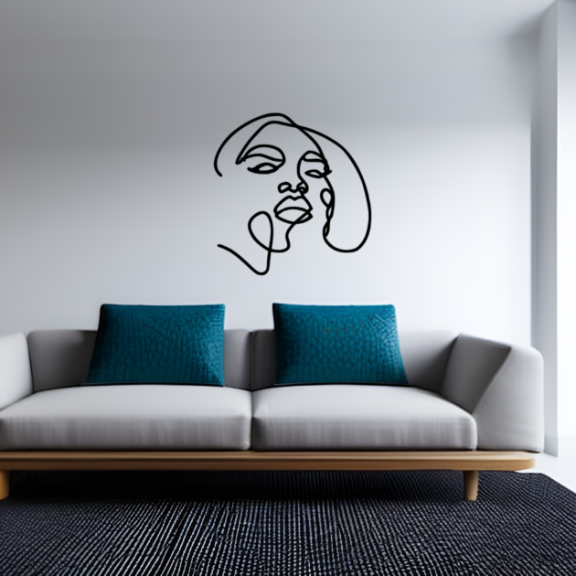 Lèvres de Grâce | Art mural moderne en métal avec silhouette élégante des lèvres d'une femme 2