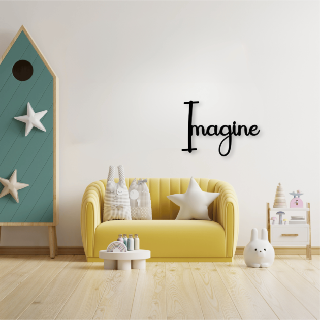 Unleash Your Imagination with Metal Decor Phrase Word – Imagine