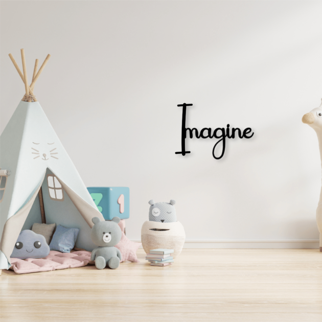 Unleash Your Imagination with Metal Decor Phrase Word – Imagine 2