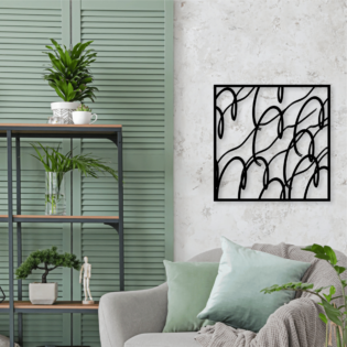 Abstract Metal Wall Art: Fluid Lines in a Square with Movement