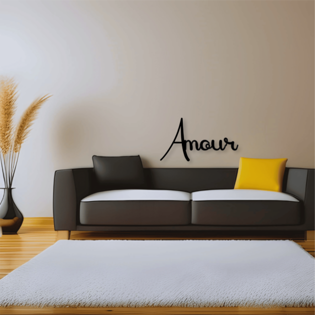 Elegant metal decor phrase word for chic and loving home decor – Amour 2