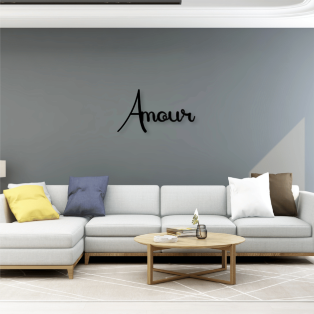 Elegant metal decor phrase word for chic and loving home decor – Amour 4