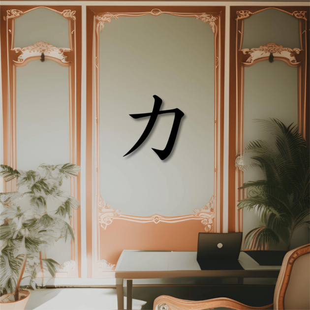 Puissance de résilience avec ce symbole Kanji pour la décoration murale en métal de force