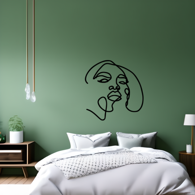 Metal line art for wall decor of a woman with beautiful lips