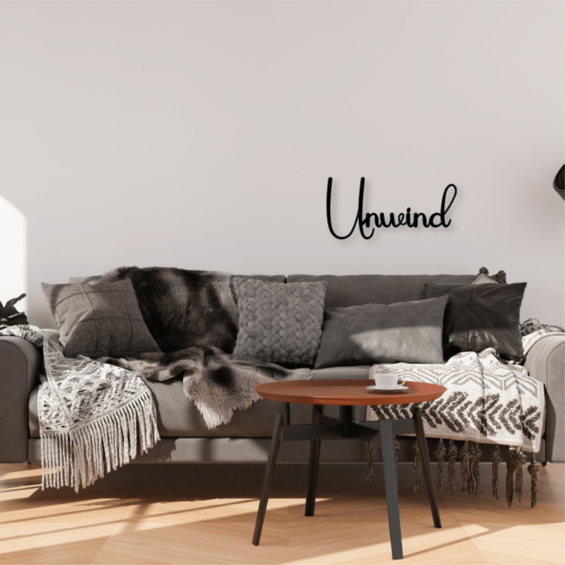 Create a Peaceful Retreat with Metal Decor Phrase Word – Unwind